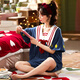 Muji com Mujis selben Sommerpyjama für Frauen, große Größe kurzärmeld dünner Stil süße koreanische Version von Prinzessinstil Sweet Two-Piece Set Loli Pink GXT6630 m (Empfohlen 75-95 Jin [Jin gleich 0,5 kg]))