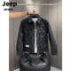 JEEP SPIRIT men's thin cotton coat lapel thin cotton jacket European fashionable versatile shirt temperament youth coat cotton coat M28 black L
