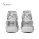 Snuffy children's cotton shoes little girl princess plus velvet warm cotton shoes baby comfortable high-top sneakers moonlight silver 28