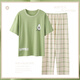 Langsha pure cotton pajamas for women in summer short-sleeved trousers 2025 new sweet and cute student thin 7A antibacterial home clothing 7371 2XL Recommended 140-160Jin [Jin equals 0.5 kg]