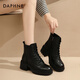 Daphne Martin boots women's new breathable short boots British style thick sole heightening versatile boots black 37