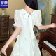 
ROMON French temperament square collar large size dress for women in summer 2025 new high-end style waist-hugging and slimming first love long skirt. Rattan flower light green [version good droop] L [105-115Jin [Jin equals about 0.5 kg]]
