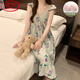 LangSha (LangSha) Princess Style Pajamas for women in summer sleeveless chest pad nightgown sexy internet celebrity girl new long skirt outside home clothes Lemon yellow 9906D with removable chest pad M 75-100Jin [Jin equals 0.5 kg]