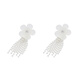 Sancai 2025 new flower tassel earrings S925 silver needle light luxury zircon fairy niche earrings for relaxed women silver 2 pieces