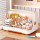 Nafenai bottle storage box baby tableware drain rack baby dustproof lidded food storage cupboard storage box large white orange with 6 brackets
