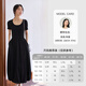 Vestiman Slim Vestido de manga corta en verano Nuevo francés Slim Hepburn Style Long Skirt Black M