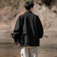 IZEXX lapel coat men's autumn Barn style trendy casual tops loose youth jacket HZ10 amber black L