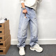 Smyslenny leichte Luxus neue Marke Spring- und Sommer Hellblau Temperament zerrissene Jeans Persönlichkeit Gerade nostalgische Retro-Design hellblau_h3893 s _105-125jin [Jin ist gleich 0,5 kg]