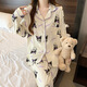 Pajamas for women's cartoon thin long sleeve spring and autumn wrinkled cloth new style for outdoor wear and clothing set wholesale set KK3523 M [recommended 80-100Jin [Jin equals 0.5 kg]]