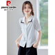 Pierre cardin simple temperament short-sleeved shirt for women 2025 summer thin lapel commuter professional suit small casual women's shirt 9902 white shirt single piece S 85-95Jin [Jin equals 0.5 kg]