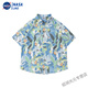 Nasalikevintae Huile Peinture Hong Kong Shirt Retro Floral Men Men Hawaiian Vacation Summer Couple d'été Shirt Shirt sur 3523 Brown M