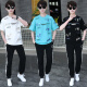 花花公子;PLAYBOY青少年夏季短袖t恤男孩12-15岁初高中学生套装16帅气大童夏装衣服 套装TZ9226款蓝色 S 【60-75斤】