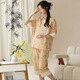 Langsha Nouveau pyjamas chinois pour femmes en été imitation d'été Coton Sleeves 2025 Style chinois pliant des vêtements inférieurs décontractés 9902 M