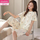 
Modal pajamas for women in summer 2025 new short-sleeved cropped pants suit for spring and summer thin women can wear home clothes for outdoor short-sleeved cropped pants-679 M Recommended 80-100Jin [Jin equals 0.5 kg]