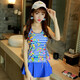 Cool Zhang (Kuzhang) Swimsuit Split Jupe partagée Femme Boxer CELORT PORTE CORÉAN COREAN PLaid Cute Girl Fresh Beach Hot Spring Spring 695 Hidden Blue L Recommandé 95-108jin [Jin est égal à 0,5 kg]