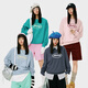 MMLG圆领卫衣女2025秋季新款华夫格肌理格纹韩版胶印logo短版上衣外套 浅雾蓝 S
