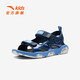 ANTA Children's Sandals Men's Big Children's Shoes 2025 Summer Rubik's Cube Sandals Outdoor Comfortable Toe Velcro Beach Shoes Men's Modai Blue/Soluble Blue-1 36