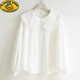 G.duck girls' shirt spring 2024 spring and autumn new style medium and large children's cotton doll collar shirt white bottoming top white size 150 suitable for 133-143cm height