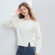 Betu women's 2025 winter new sweater neckline lace slit design gentle simple top women 2510T36 off-white L