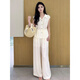 Hengyuanxiang Ice Seide Thin Mode Anzug für Frauen Sommer 2025 Sommer neuer Stil Kurzärärmig-Taille-Hemd mit Weitbeinhosen zweiteiler Set Grey S