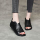 Sandales en bouche de poisson rouges de libellule pour femmes 2025 Été réel cuir doux rétro maman décontractée sandales en cuir plate glissade chaussures de plage romaine marron 35