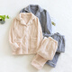 Einfarbiger Flanell-Pyjama von Red Bean für Damen, langärmelig, Herbst und Winter, warmes, samtiges und verdicktes Paar-Hauskleidungsset, Herrenblau M