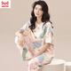 Cat man pure cotton pajamas for women in spring and summer short-sleeved trousers casual loose women Korean style home clothes for autumn wear suit T-9720 (short-sleeved trousers) M (85-105Jin [Jin equals 0.5 kg])