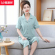 Hengyuanxiang mother cardigan pajamas for women in summer pure cotton short-sleeved cropped pants large-size thin style middle-aged and elderly mothers home clothing set 9898# M [Suggested 80-100Jin [Jin equals 0.5 kg]]