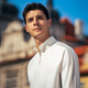 Mr. Cloth half zipper stand collar long sleeve T-shirt men's 2025 autumn and winter new men's clothing casual sports simple style long sleeves BT16869 Ivory white M (170)