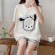Xushansi pajamas for women in summer short-sleeved thin loose large-size summer girl cartoon cute style can be worn outside home clothing suit 679 green dinosaur M suggests 80-90Jin [Jin equals 0.5 kg]