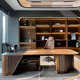Italian minimalist solid wood boss desk office desk and chairs black walnut executive desk high-end executive desk office size customization (contact customer service)