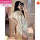 Modal internet celebrity nightgown for women in summer thin ice silk short-sleeved shirt for women in summer cool and loose large size home clothing CWS-9901# M [75-100Jin[Jin equals 0.5 kg]]