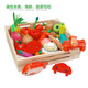 Las nuevas frutas, verduras, mariscos, mariscos, masticables, masticables, de madera, la casa de madera, la casa de juego, la combinación de juegos de cumpleaños, sandía magnética
