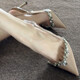 
Planaling high heels nude color pointed toe leather shoes rhinestone sandals female fairy heels single shoes summer height increase Mary Zhen high heels - nude color [total height 6CM, heel height 4CM] 38