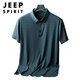 Jeep Spirit Dad Summer Ice Silk Fot Forted Fit Men Men Men Summer Middle-Aged Polo Рубашка поло в среднем кармане.