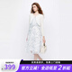 S.DEER San Dioxia Personalized Women's Retro Floral Mesh Knitted Skirt Set S242Z1421 Ben White/9B S 160