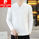 Pierre Cardin Männer mittleren Alters Chinesischer Stil Chinesischer Stil Langsamer T-Shirt Trendy Brand Stickerei Button Top Casual Tang Anzug Herbst und Winter Neues Deutsches Velvet [Vatertagsgeschenk] 9888 White [V-Ausschnitt] besticktes langärmlige M.