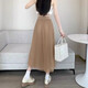 2025 new spring and summer versatile age-reducing women's mesh skirt over the knee long high-waisted slimming A-line pleated skirt 1369 [Clay color] XL [Recommended 125-140Jin [Jin equals 0.5 kg]]
