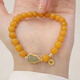 Fat Donglai's same style beeswax bracelet, beeswax bracelet, female old honey chicken oil yellow Hetian jade gourd, Hetian jade Fulu bracelet 8mm single circle bracelet