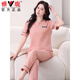 Pajamas Yalu pour les femmes en été coton pur pant pantalon à manches courtes 2025 Nouveau costume pour les vêtements d'été entier peut être porté à l'extérieur de 7374 haricot sans pair sans pair m 80-100jin [Jin est égal à 0,5 kg]