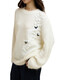 
ROMON high-end knitted sweater for women French elegant alpaca sweater for women spring and autumn new high-end bead-sheet soft pullover top white one size / slightly hair loss / mind careful shooting
