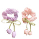 Garenbei's new spring-flavored shimmering tulip bow large intestine hair tie for girls, sweet and western style flower tassel hair tie, one pink + purple tulip hair tie