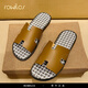 Rowilcs marque haut de gamme de ganters pour hommes mocha marron mar brun d'été personnalisé pantoufles imprimées sandales polyvalentes marron standard 38