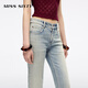 
MISS SIXTY2025 Autumn New Jeans Women's Embroidered Mid-waist Retro Washing Micro-Flared Trousers Gray Blue Short Version 23