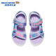Skechers Summer Girls Velcro Sandals Fashion Flashing Casual Lightweight Versatile Comfortable Shoes Beach Shoes 303103L Light Blue/Multicolor/LBMT 27.5