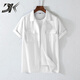 DK Light Luxury Herren-Leinen kurzärmeliges Hemd Herren Retro Revers Workwear atmungsaktiv dünner Sommer Baumwollwäsche vielseitiges Hemd weiß XL