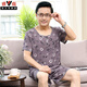 Yalu Summer New Pyjamas mittleren Alters und älterer Herren-Vater rund Hals Pull-up Kurzarmshorts Home Clothing Set 2694 L Empfohlenes Gewicht 100-135 Jin [Jin entspricht 0,5 kg]