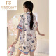 Modal pajamas for women in summer imitation silk. Thick and thin style for students cute sweet cartoon ice silk short-sleeved home clothes summer suit #YX-9214 2XL [131-145]Jin[Jin equals 0.5 kg]