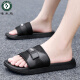 Zapatillas para hombres de carpintería para ropa de verano para nuevo sándwich de playa de casa no deslizante y anti-dolores de gran tamaño de gran tamaño y anti-odor 9712 negro 40-41
