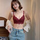 Yalu rojo ropa interior pequeñas senos para mujeres reunidos para mostrar una gran taza fija de encaje sexy de la novia de la novia del zodiac del zodiaco sujetador Burgundy (traje) 70a 32